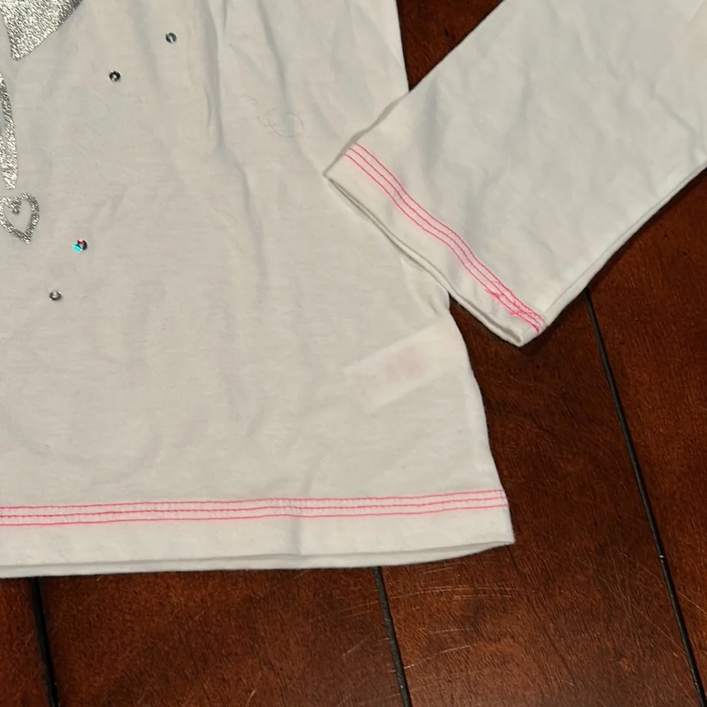 NWT Justice Pink White Bulldog Almost Too Cute Long Sleeve Top Size 16 - Picture 6 of 13